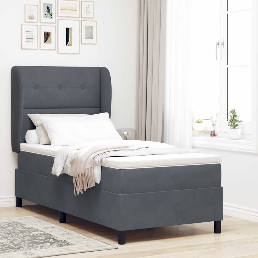 Boxspringbed met matras Donkergrijs 200 x 90 cm Fluweel is nu te koop bij PeponiXL, paradijselijk wonen!