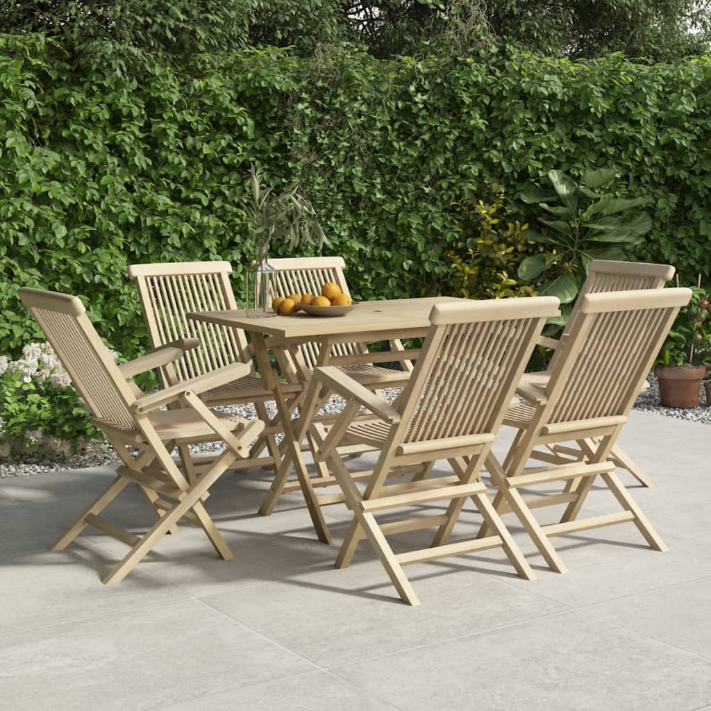 7-delige Tuinset massief teakhout grijs is nu te koop bij PeponiXL, paradijselijk wonen!