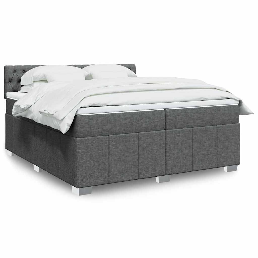 Boxspring met matras stof donkergrijs 200x200 cm is nu te koop bij PeponiXL, paradijselijk wonen!