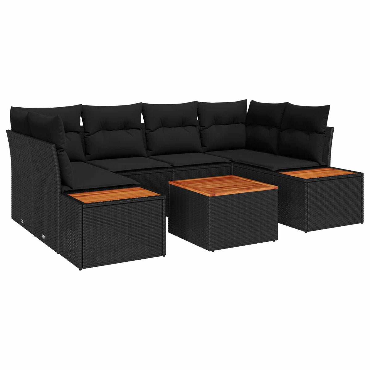 Tuinbankenset met kussen 6 pcs Zwart Poly riet is nu te koop bij PeponiXL, paradijselijk wonen!