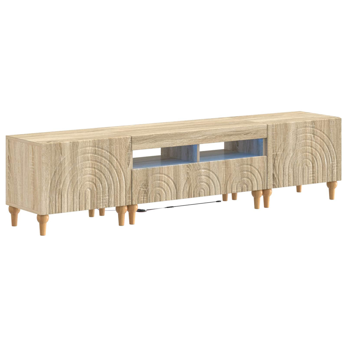 3-delige LED TV-kast Sonoma Eiken Bewerkt hout is nu te koop bij PeponiXL, paradijselijk wonen!