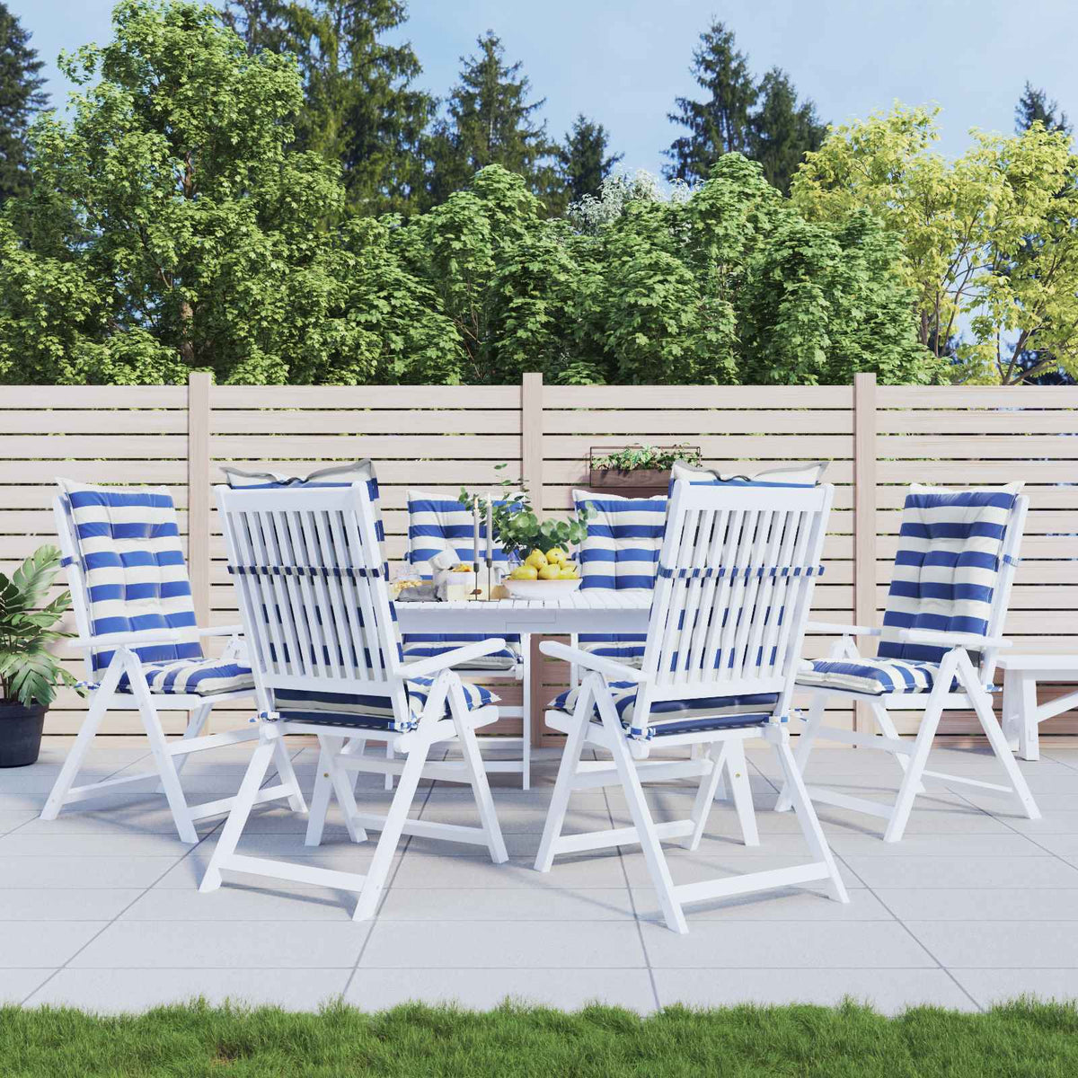 Tuinkussen 6 st Blauw en Wit 120 x 50 x 7 cm Stof is nu te koop bij PeponiXL, paradijselijk wonen!