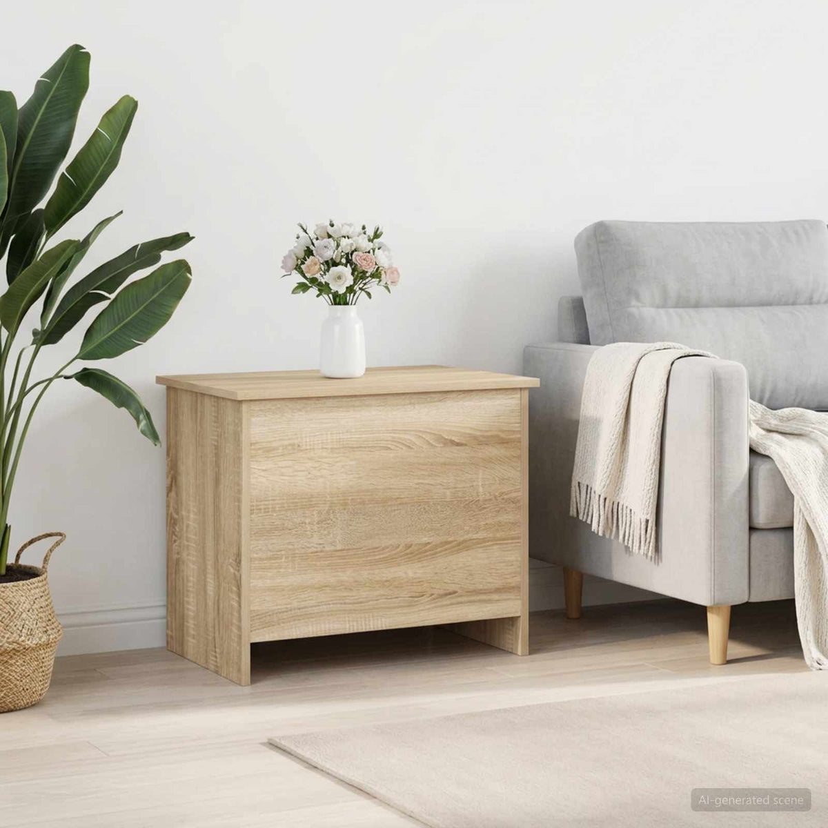 Opbergkist met opslag Sonoma Eiken 60 x 40 x 50 cm Bewerkt hout is nu te koop bij PeponiXL, paradijselijk wonen!