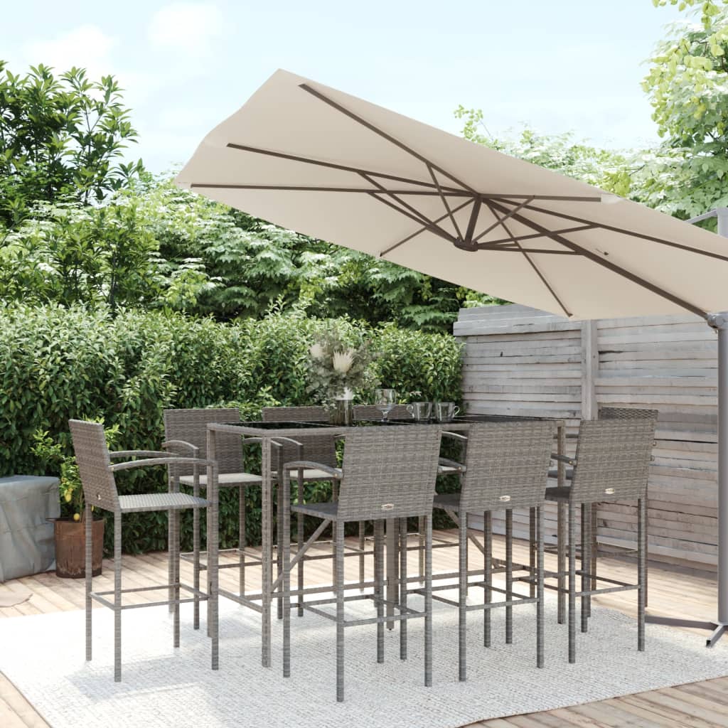 9-delige Tuinbarset poly rattan grijs is nu te koop bij PeponiXL, paradijselijk wonen!
