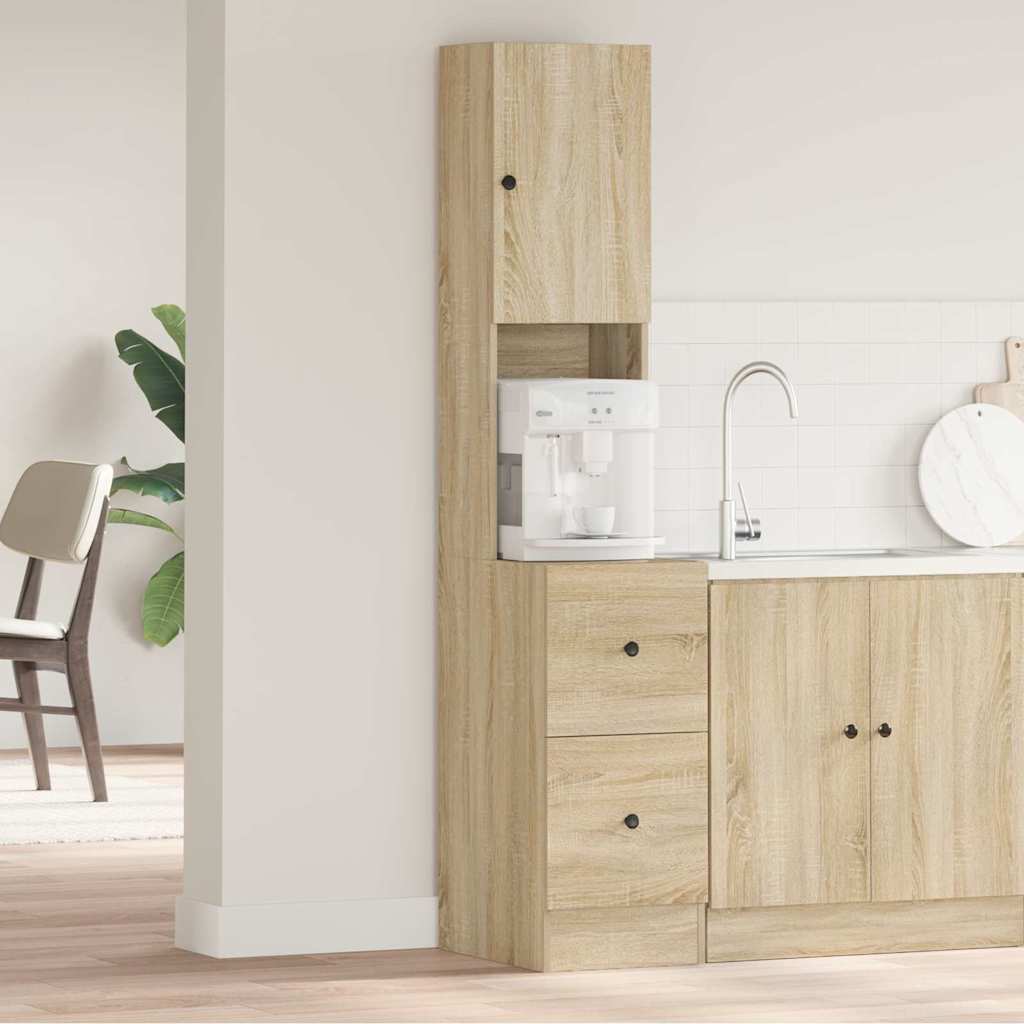 Keukenkast Beige 35 x 50 x 180 cm Bewerkt hout is nu te koop bij PeponiXL, paradijselijk wonen!