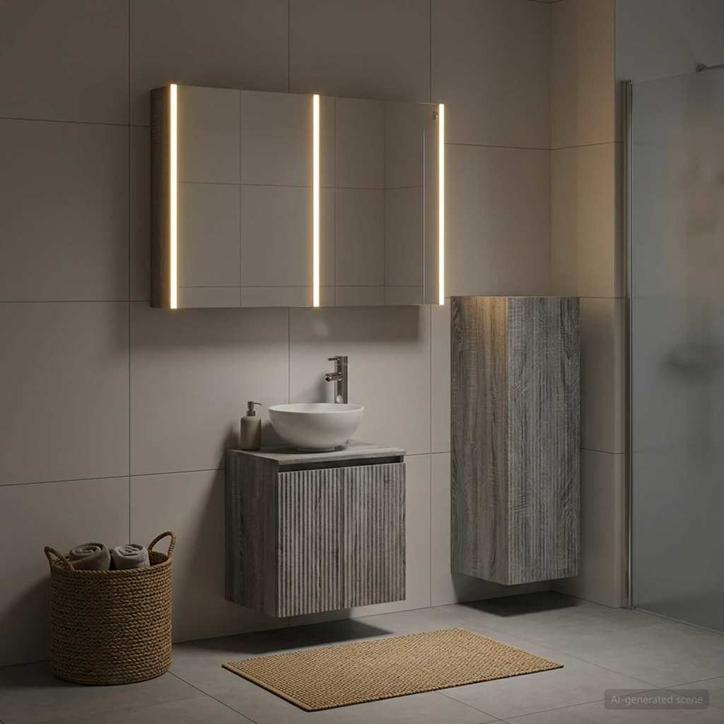 vidaXL Badkamermeubelset 4 st Grijs Sonoma Bewerkt hout en glas