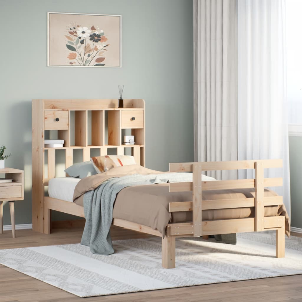 Bed met boekenkast zonder matras massief grenenhout 90x200 cm is nu te koop bij PeponiXL, paradijselijk wonen!