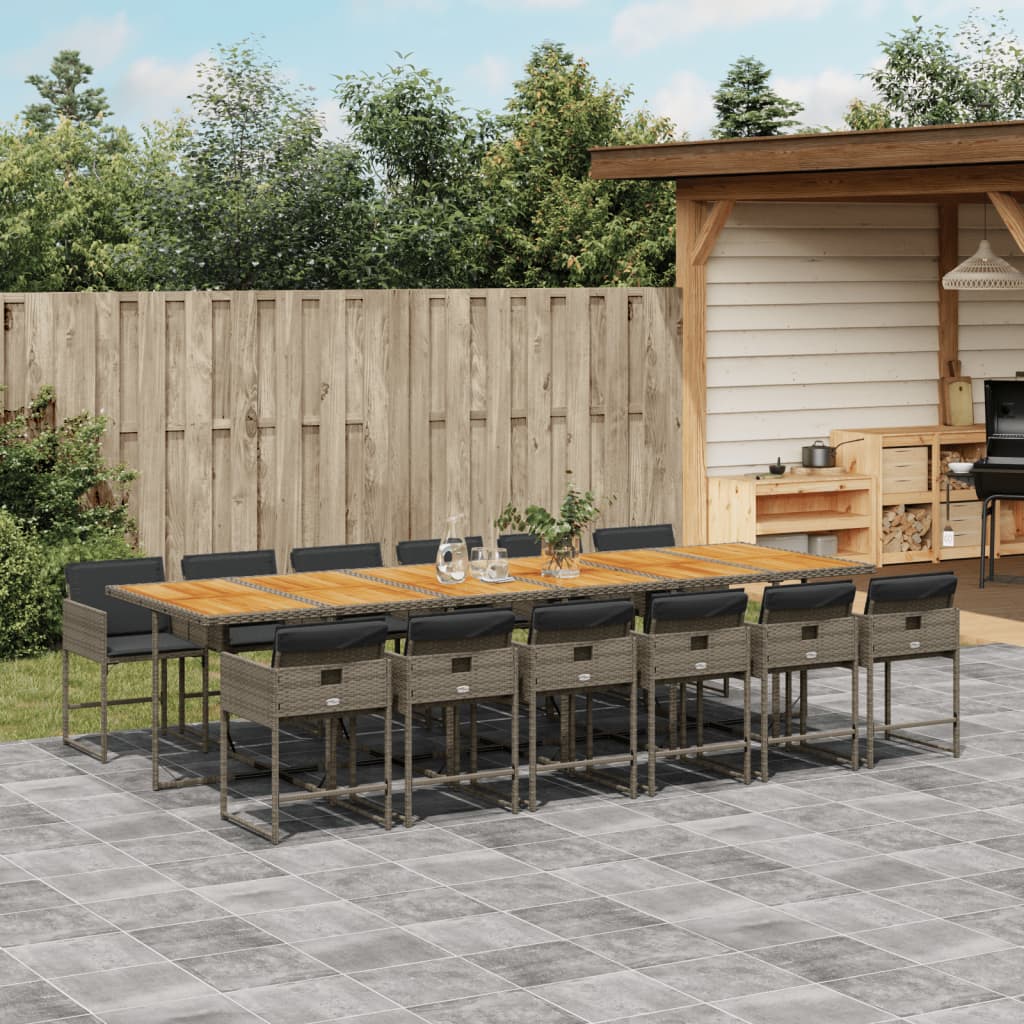 13-delige Tuinset met kussens poly rattan grijs is nu te koop bij PeponiXL, paradijselijk wonen!