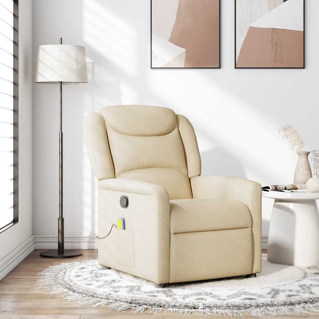 Massagestoel verstelbaar stof crèmekleurig is nu te koop bij PeponiXL, paradijselijk wonen!