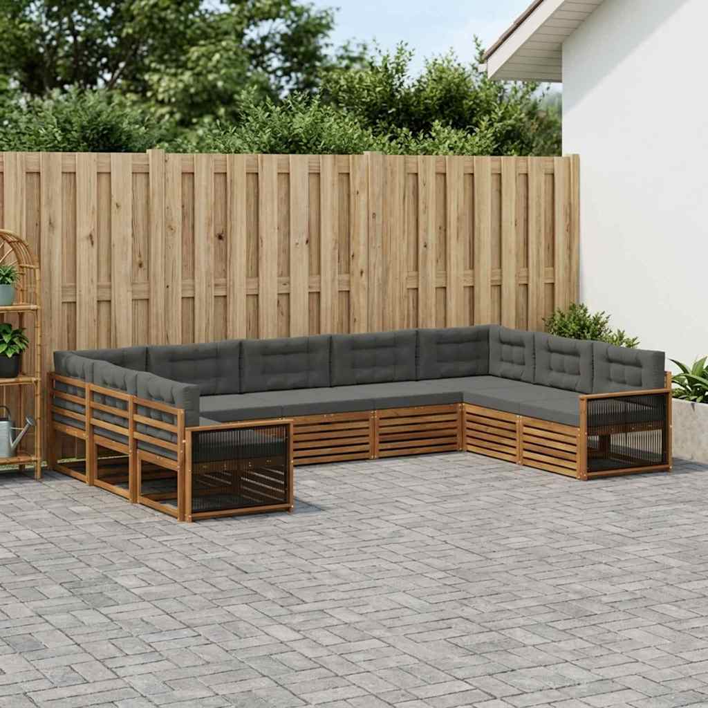 Buiten bankenset met kussen 9 pcs Natuurlijk en Antraciet is nu te koop bij PeponiXL, paradijselijk wonen!