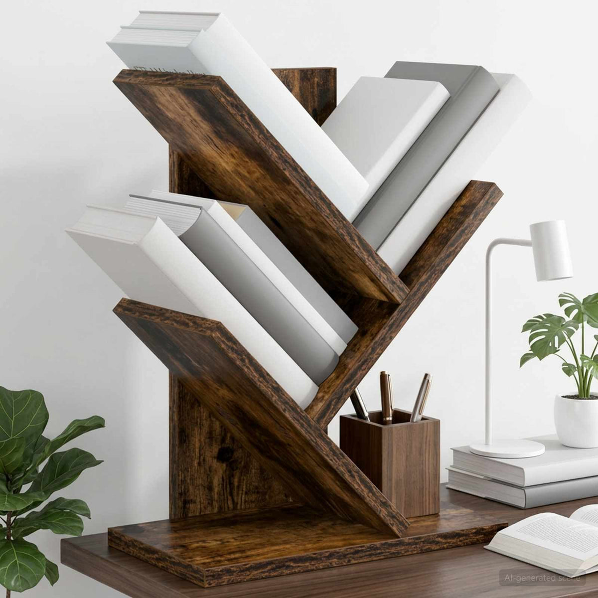 Boomvormige boekenplank met 3 planken 30 x 18 x 40 cm is nu te koop bij PeponiXL, paradijselijk wonen!