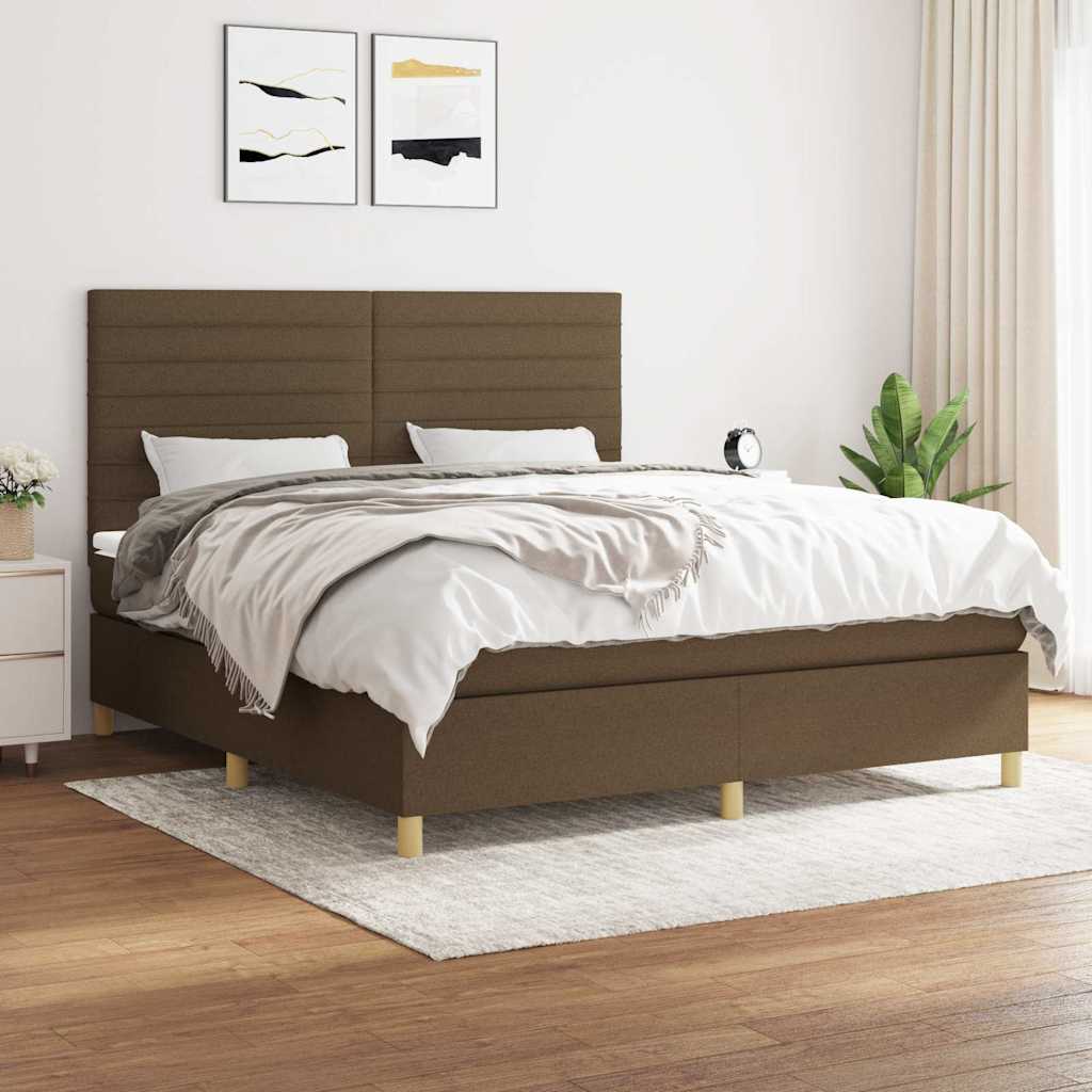 Boxspring met matras stof donkerbruin 180x200 cm is nu te koop bij PeponiXL, paradijselijk wonen!