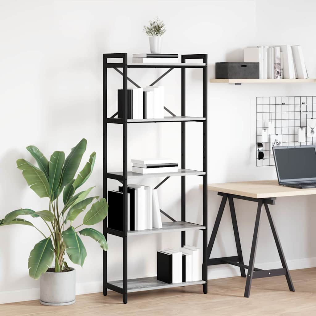 Boekenkast Grijs sonoma 60 x 30 x 155 cm Bewerkt hout is nu te koop bij PeponiXL, paradijselijk wonen!