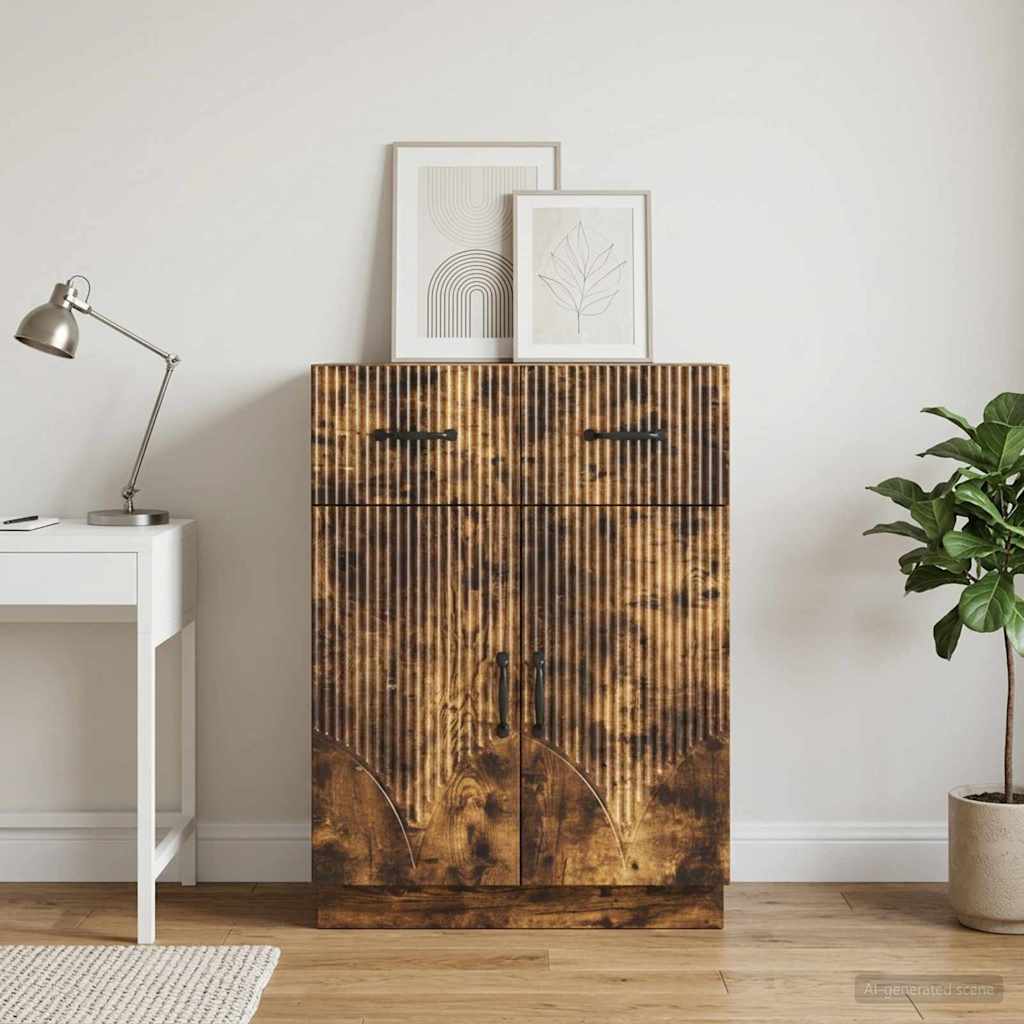 Dressoir met lade Gerookt eiken 66 x 34,5 x 87 cm Bewerkt hout is nu te koop bij PeponiXL, paradijselijk wonen!