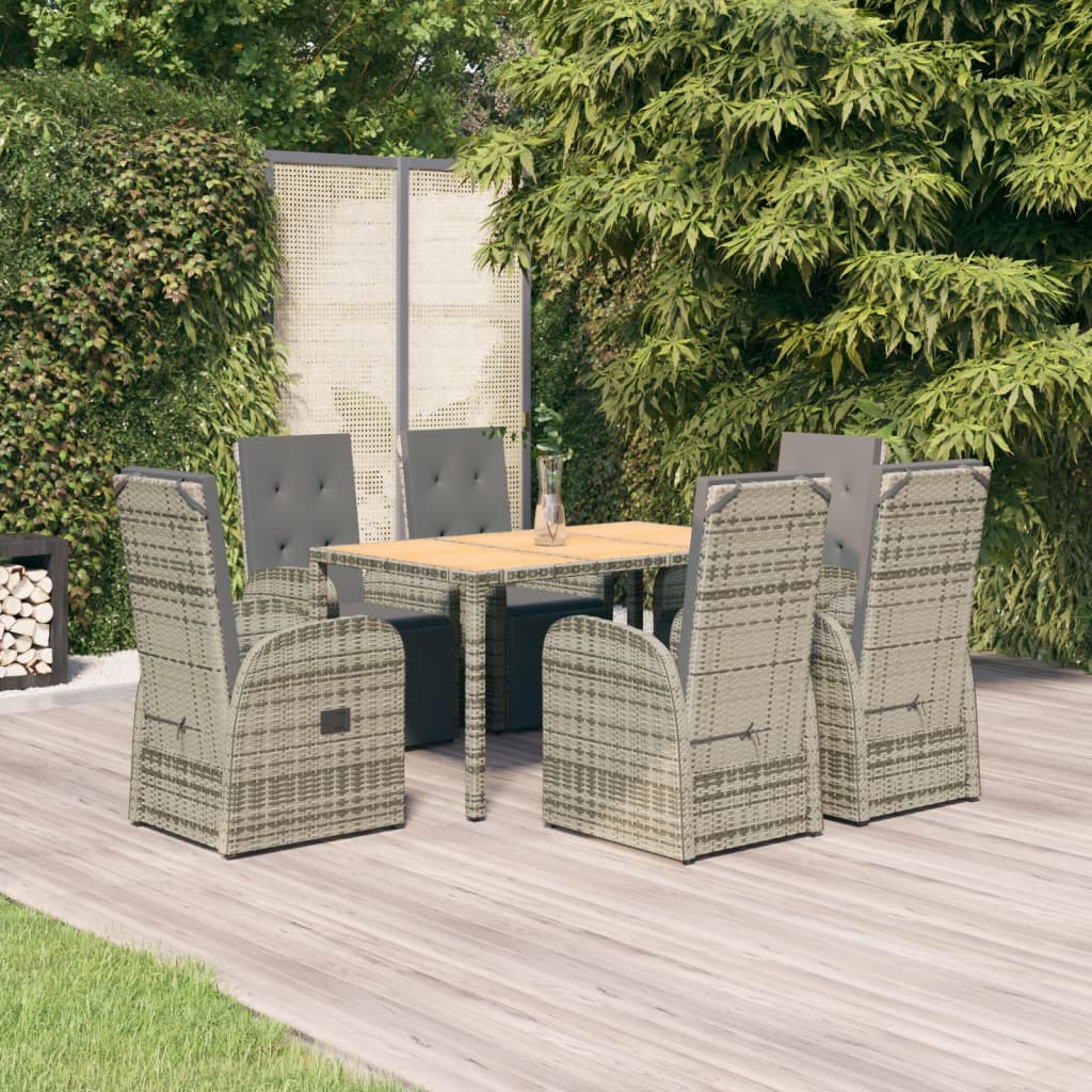 7-delige Tuinset met kussens poly rattan grijs is nu te koop bij PeponiXL, paradijselijk wonen!