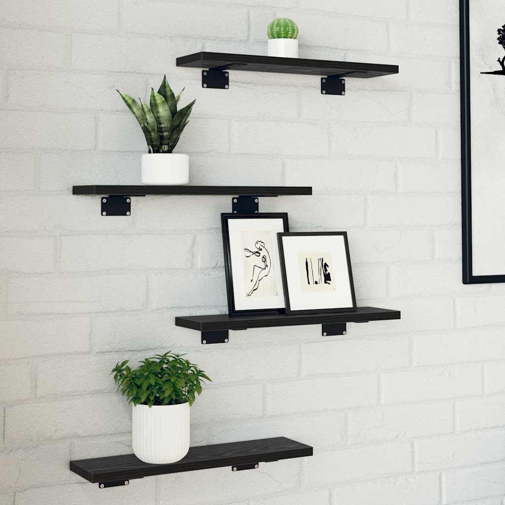 Boekenplank Bord 4 pcs Zwart 40 x 10 x 1,5 cm Bewerkt hout is nu te koop bij PeponiXL, paradijselijk wonen!