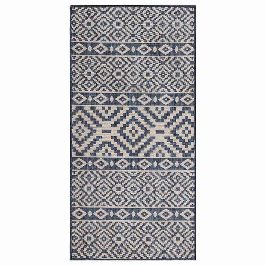 Buitenkleed met patroon platgeweven 80x150 cm blauw is nu te koop bij PeponiXL, paradijselijk wonen!