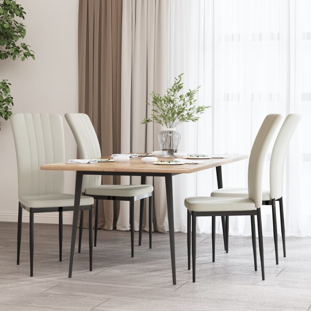 Eetkamerstoelen 4 st fluweel crèmekleurig is nu te koop bij PeponiXL, paradijselijk wonen!