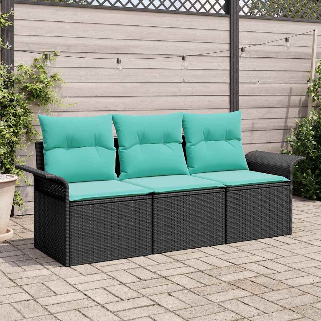 Tuin Sofa Set met kussen met opslag 3 pcs Zwart Poly riet is nu te koop bij PeponiXL, paradijselijk wonen!