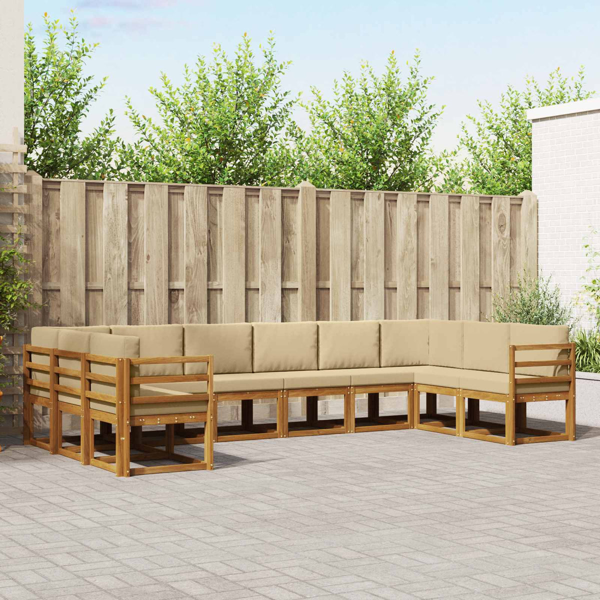Buiten bankenset met kussen 10 pcs Natuurlijk en Beige is nu te koop bij PeponiXL, paradijselijk wonen!