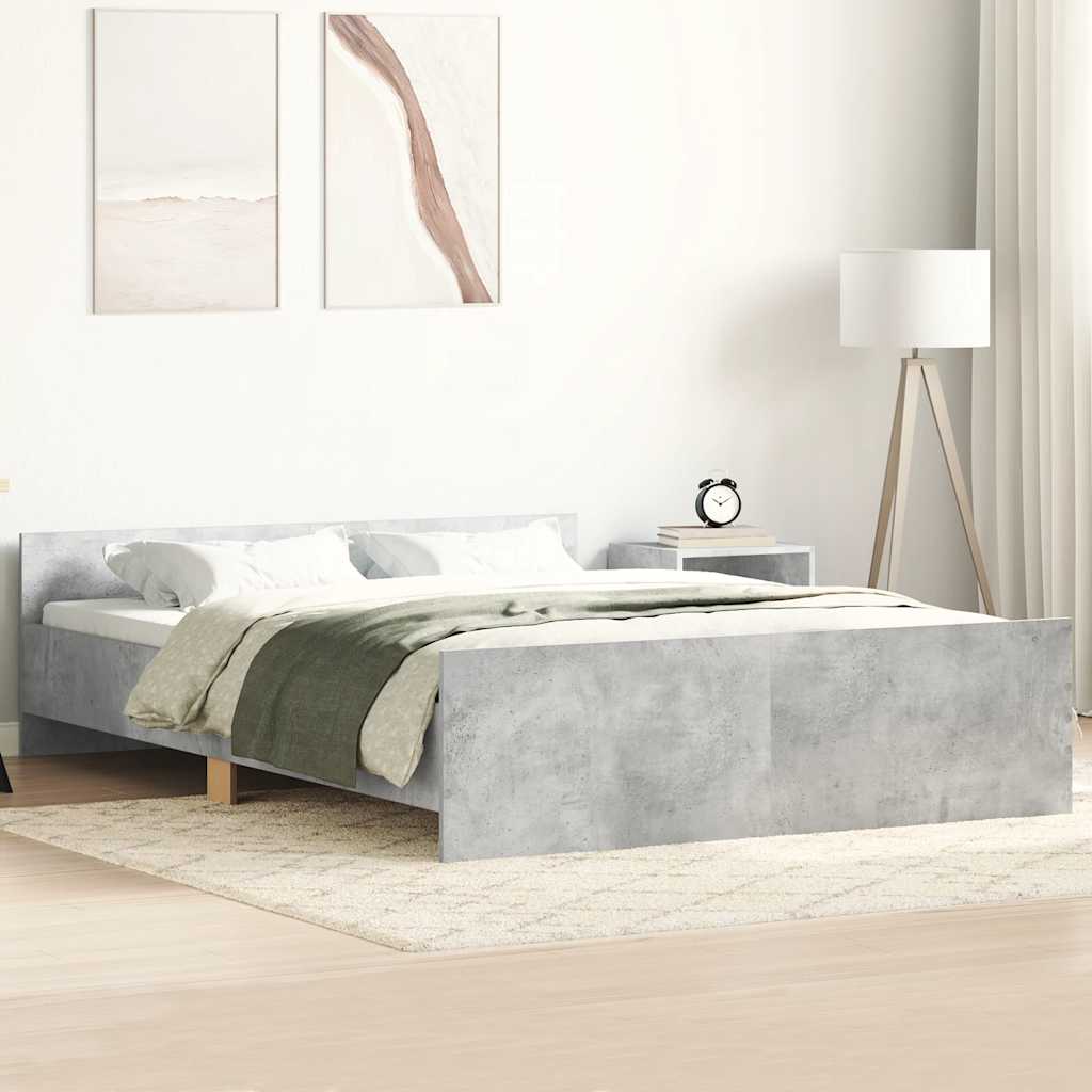Bedframe met hoofd- en voeteneinde betongrijs 140x190 cm is nu te koop bij PeponiXL, paradijselijk wonen!