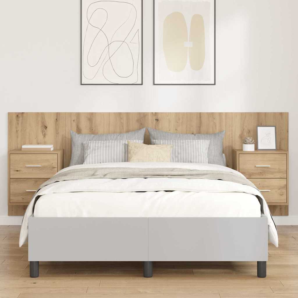 Hoofdbord Met Kast met lade 3 pcs Artisan Eiken Bewerkt hout is nu te koop bij PeponiXL, paradijselijk wonen!