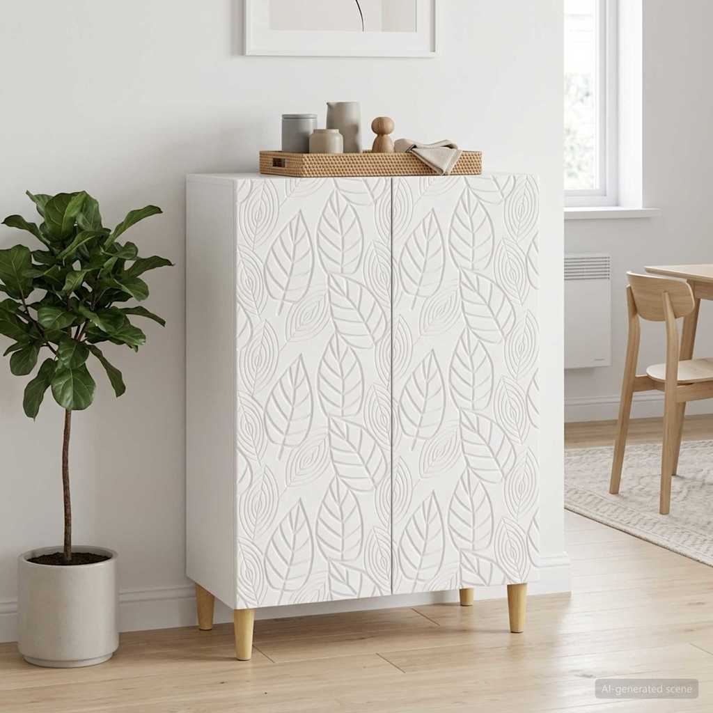 Dressoir Hoogglans Wit 66 x 34,5 x 90 cm Bewerkt hout is nu te koop bij PeponiXL, paradijselijk wonen!