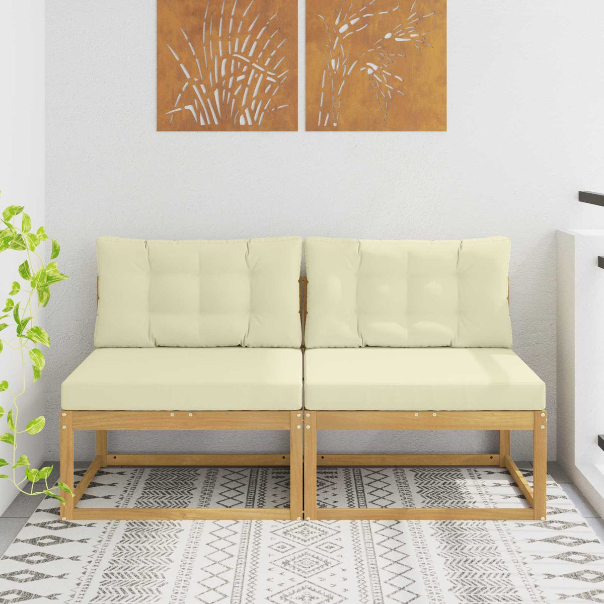 2 Stuk Buiten Midden Sofa Polyester Wit is nu te koop bij PeponiXL, paradijselijk wonen!
