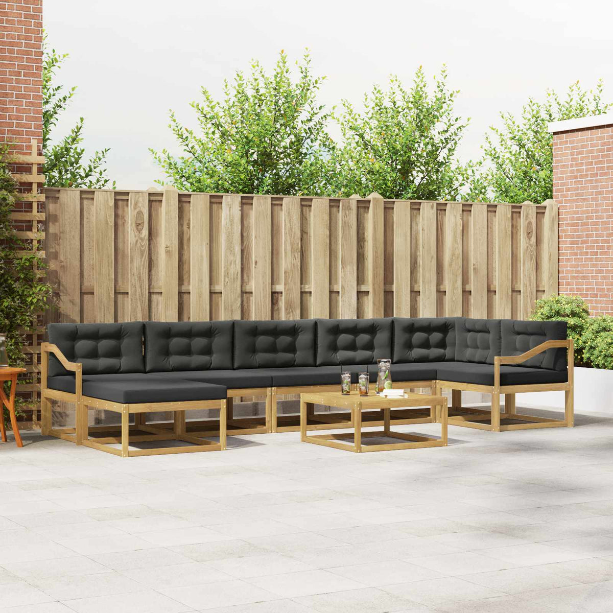 Buiten bankenset 8 pcs Wit en antracietkleurig is nu te koop bij PeponiXL, paradijselijk wonen!