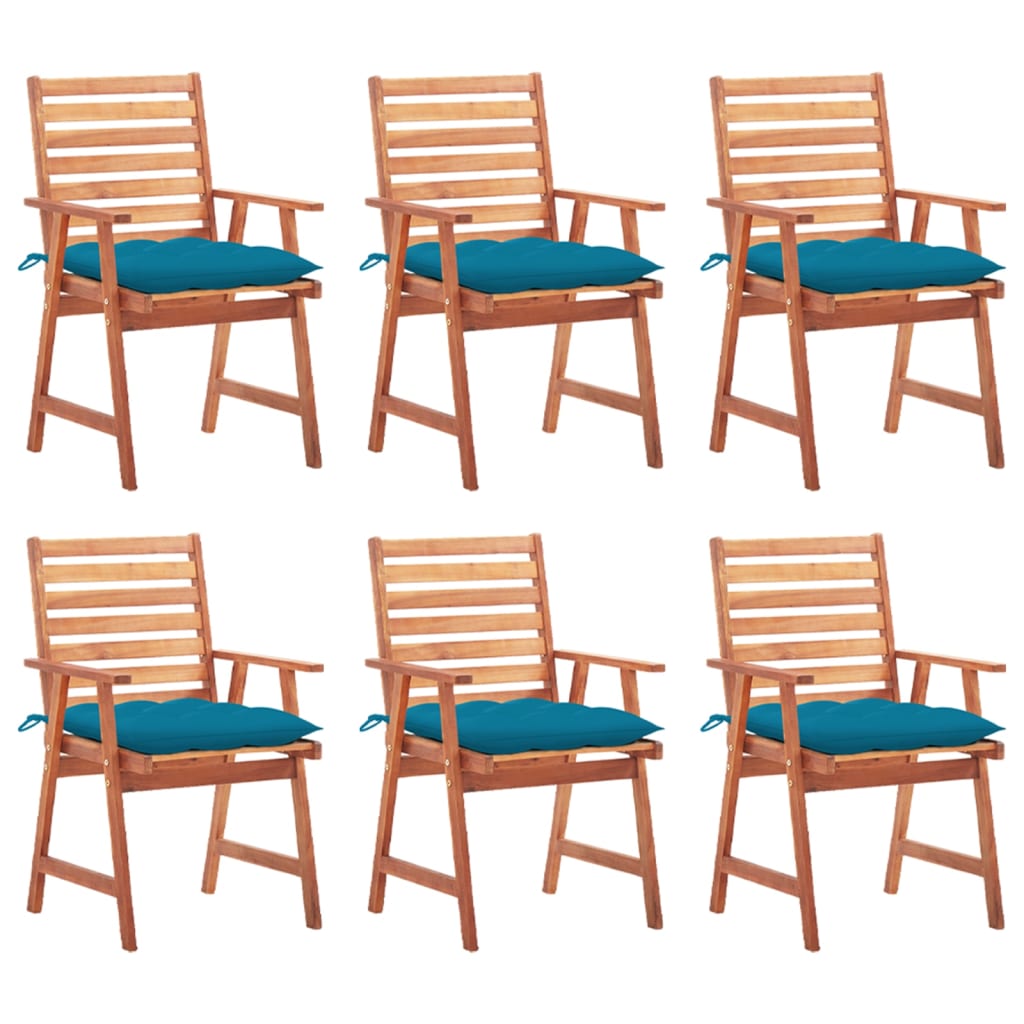 Tuinstoelen 6 st met kussens massief acaciahout is nu te koop bij PeponiXL, paradijselijk wonen!