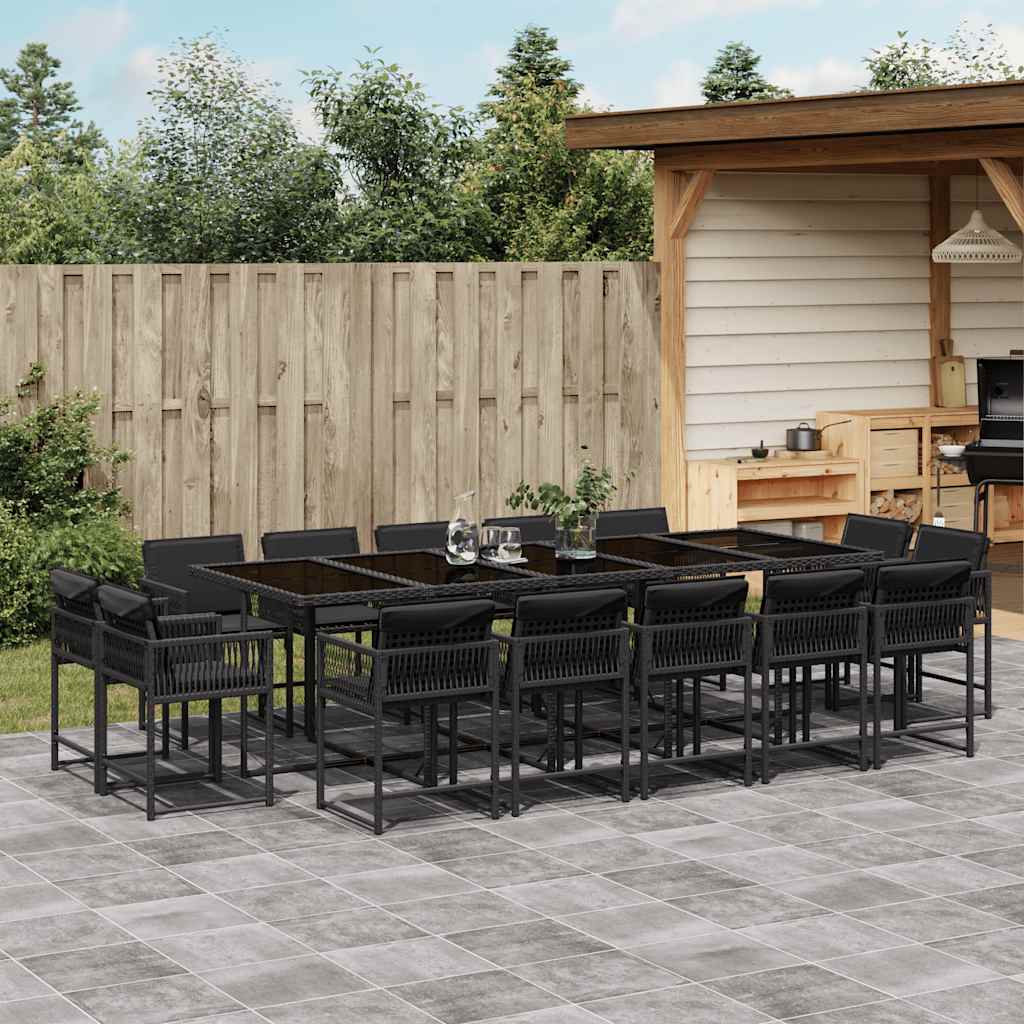 15-delige Tuinset met kussens poly rattan zwart is nu te koop bij PeponiXL, paradijselijk wonen!