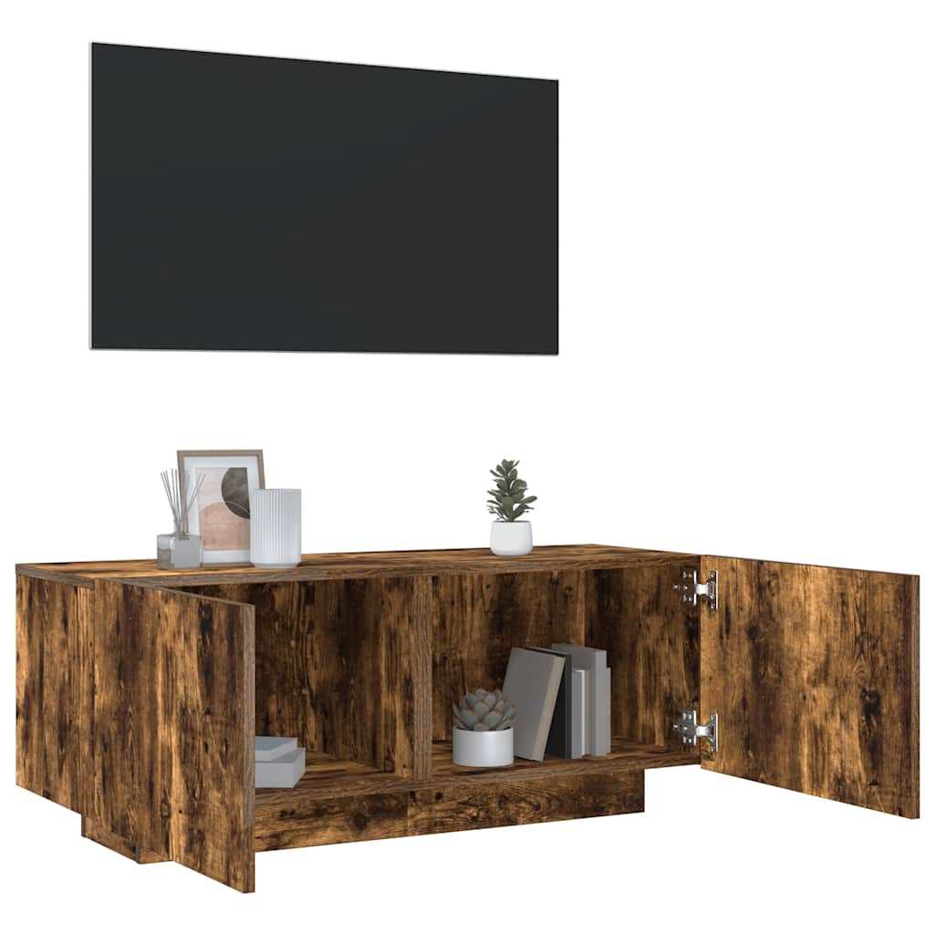 Tv-meubel 100x35x40 cm bewerkt hout gerookt eikenkleurig is nu te koop bij PeponiXL, paradijselijk wonen!