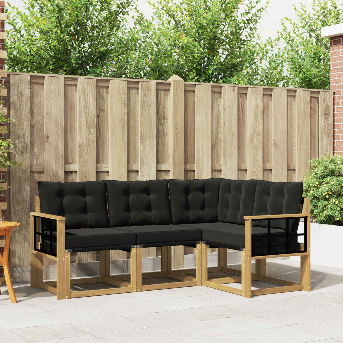 Buiten bankenset met kussen 4 pcs Wit en zwart is nu te koop bij PeponiXL, paradijselijk wonen!