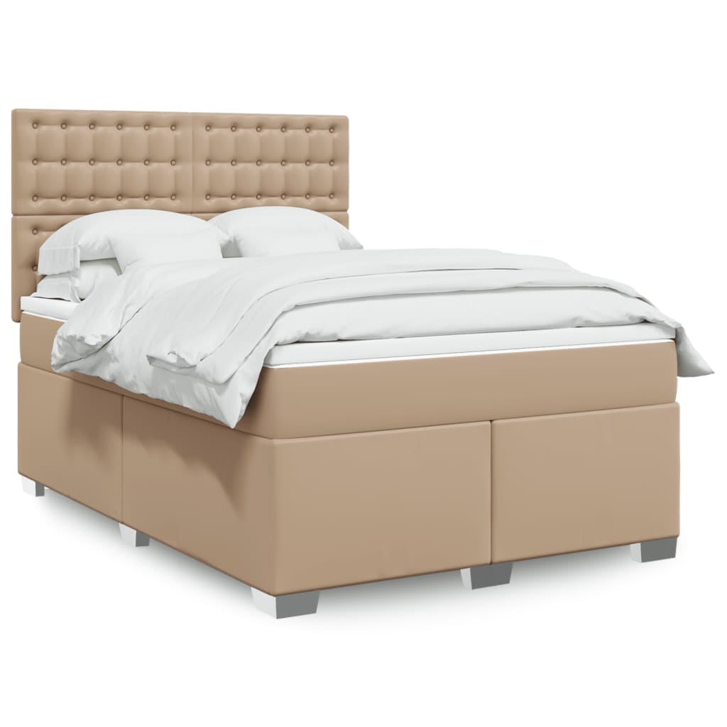 Boxspring met matras kunstleer cappuccinokleurig 160x200 cm is nu te koop bij PeponiXL, paradijselijk wonen!