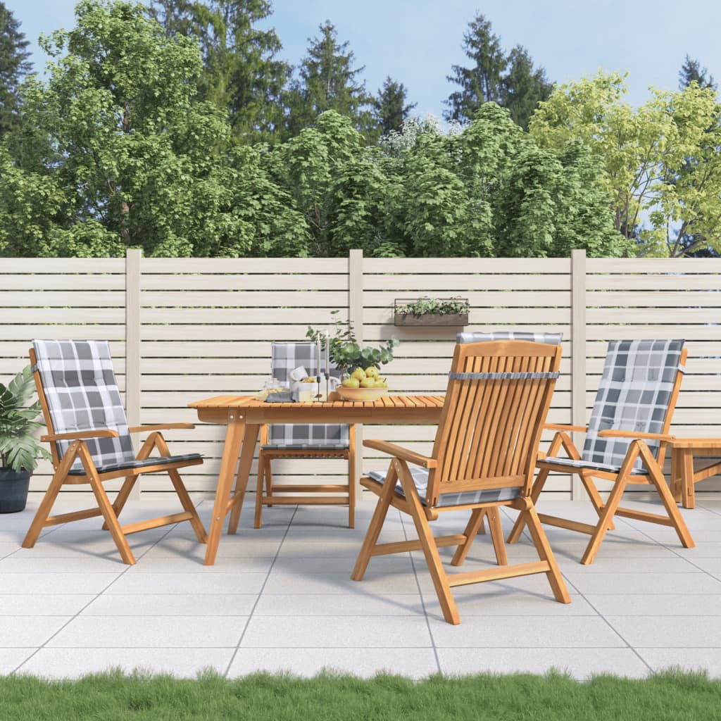 Tuinstoelen 4 st verstelbaar met kussens massief teakhout is nu te koop bij PeponiXL, paradijselijk wonen!