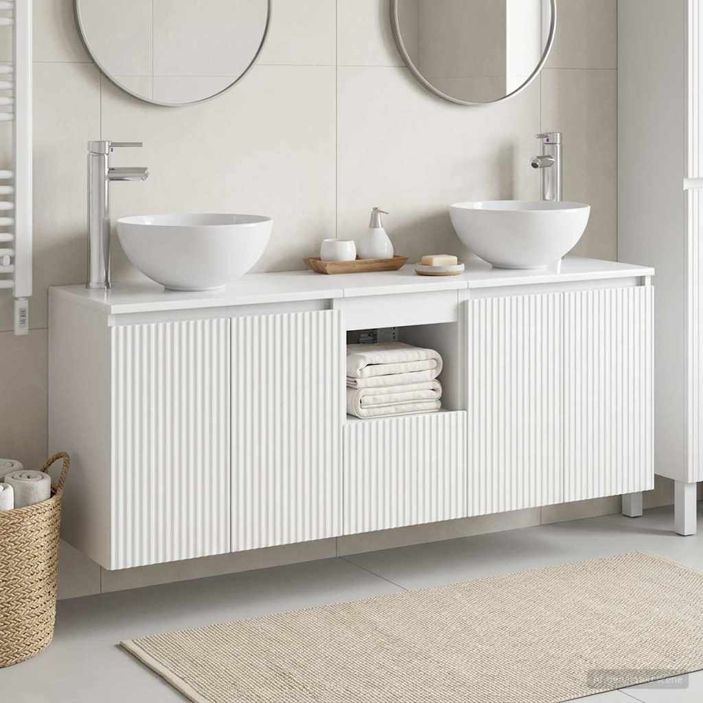 Badkamerkastenset 3 st Wit 49,5 x 41 x 64,5 cm Bewerkt hout is nu te koop bij PeponiXL, paradijselijk wonen!