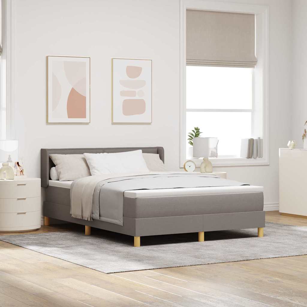 Boxspringbed met matras met hoofdeinde Taupe 200 x 140 cm Stof is nu te koop bij PeponiXL, paradijselijk wonen!