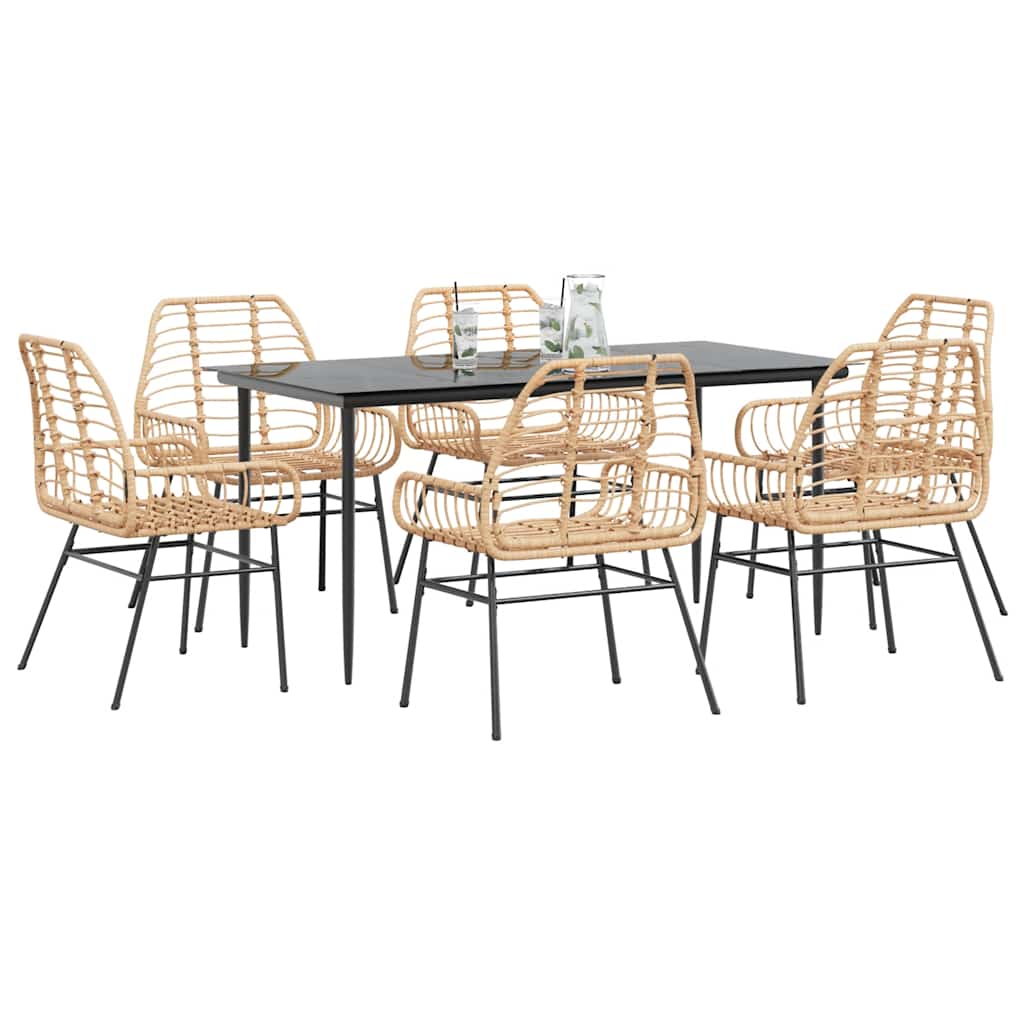 7-delige Tuinset poly rattan glas bruin is nu te koop bij PeponiXL, paradijselijk wonen!