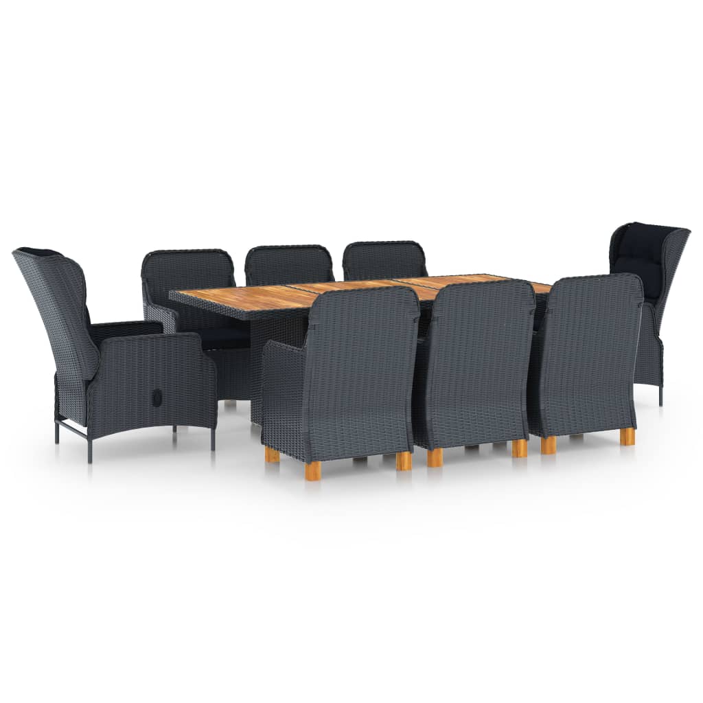 9-delige Tuinset met kussens poly rattan donkergrijs is nu te koop bij PeponiXL, paradijselijk wonen!