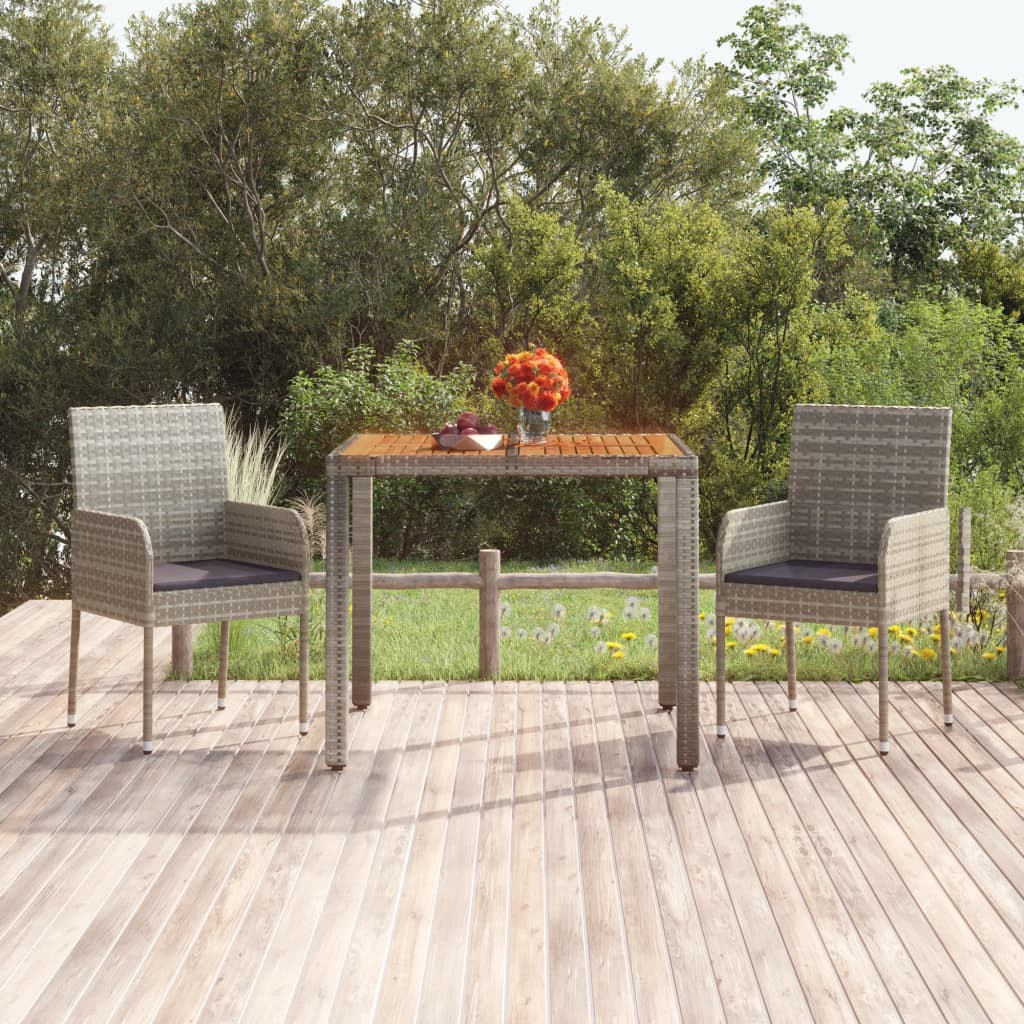 Tuintafel met houten blad 90x90x75 cm poly rattan grijs is nu te koop bij PeponiXL, paradijselijk wonen!