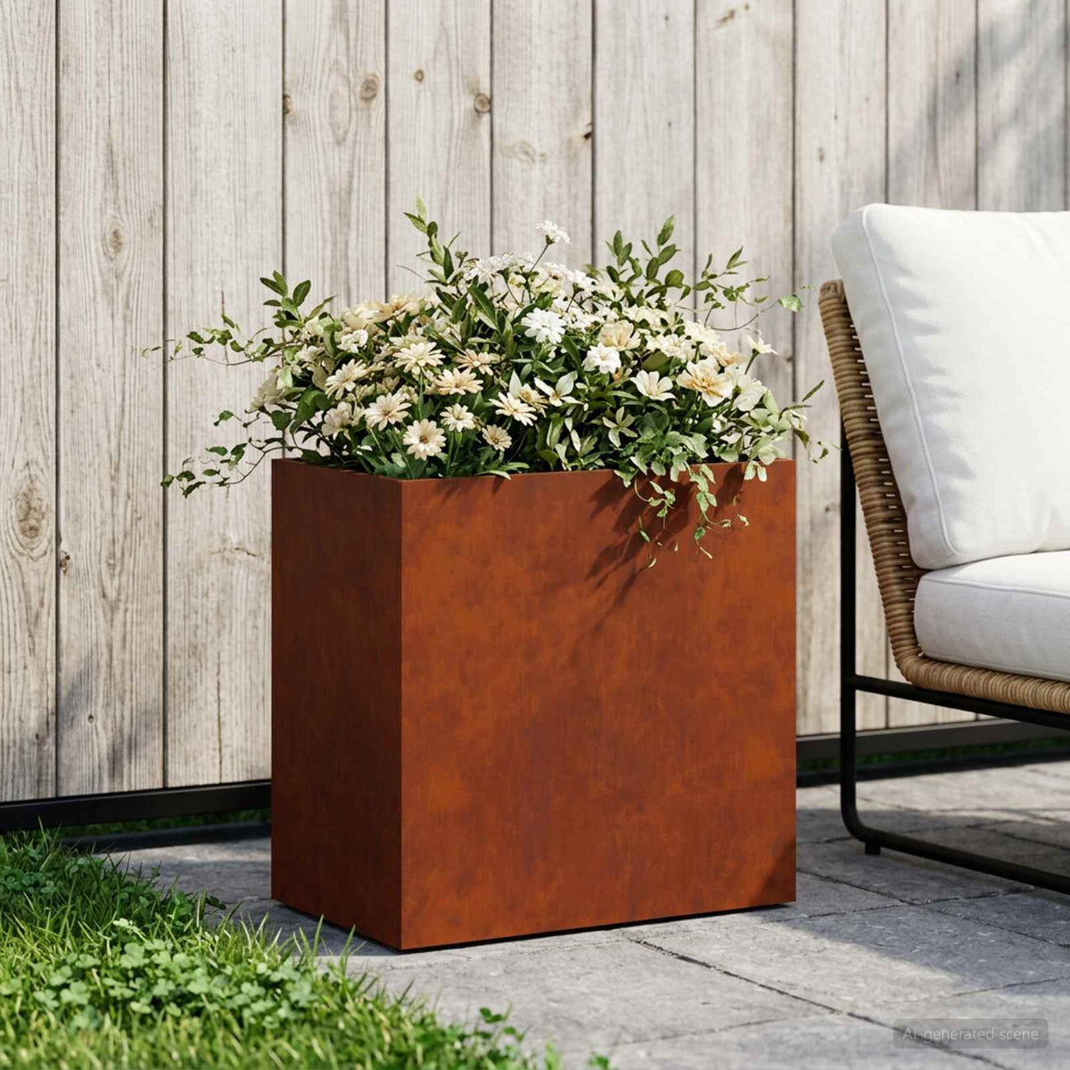 Plantenbak Roestkleurig 50 x 30 x 50 cm weervast staal is nu te koop bij PeponiXL, paradijselijk wonen!