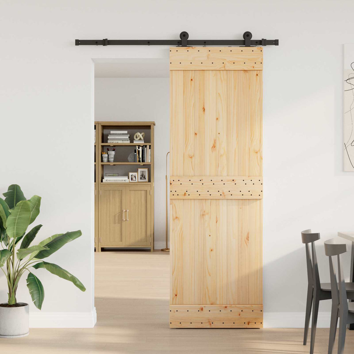 Schuifdeur NARVIK Naturel en Zwart 70 x 210 cm (152,5 cm) is nu te koop bij PeponiXL, paradijselijk wonen!