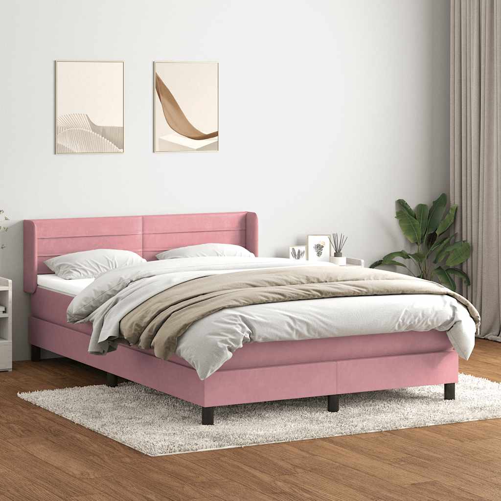 Boxspring met matras fluweel roze 160x210 cm is nu te koop bij PeponiXL, paradijselijk wonen!