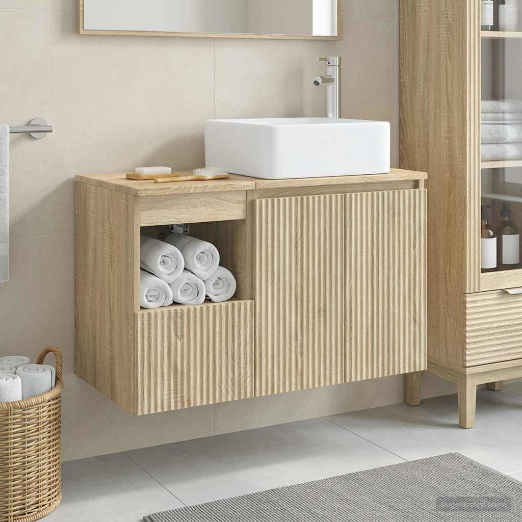 Badkamermeubelset 2 st Sonoma Eiken Bewerkt hout is nu te koop bij PeponiXL, paradijselijk wonen!