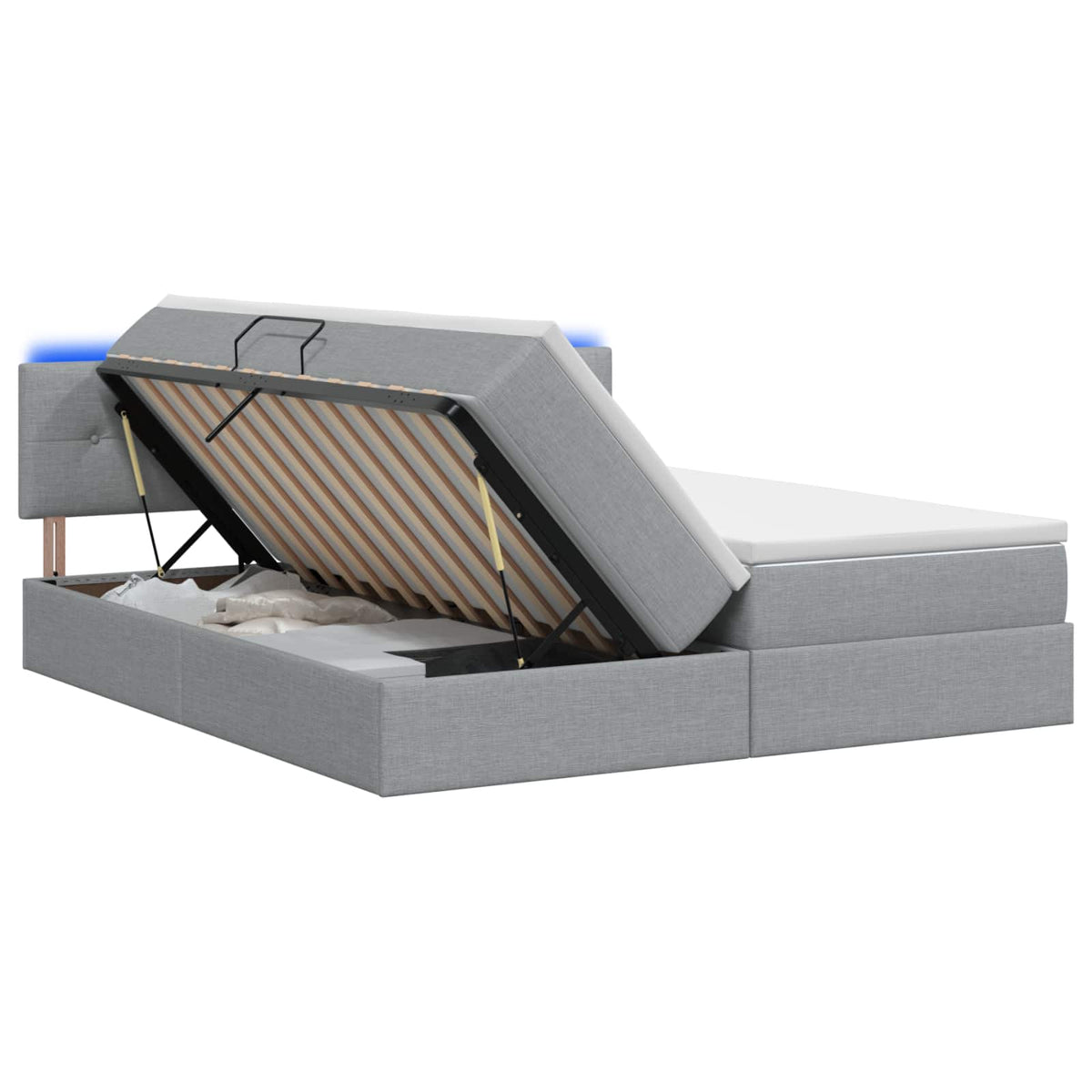 LED Opslagbed met Matras Lichtgrijs 180 x 200 cm Stof is nu te koop bij PeponiXL, paradijselijk wonen!