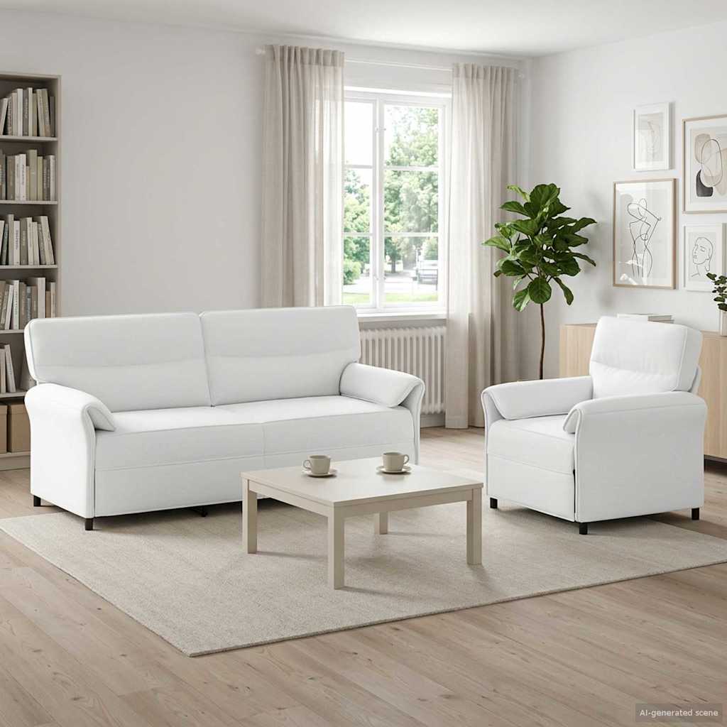 Bankstel 2 st Wit Stof is nu te koop bij PeponiXL, paradijselijk wonen!