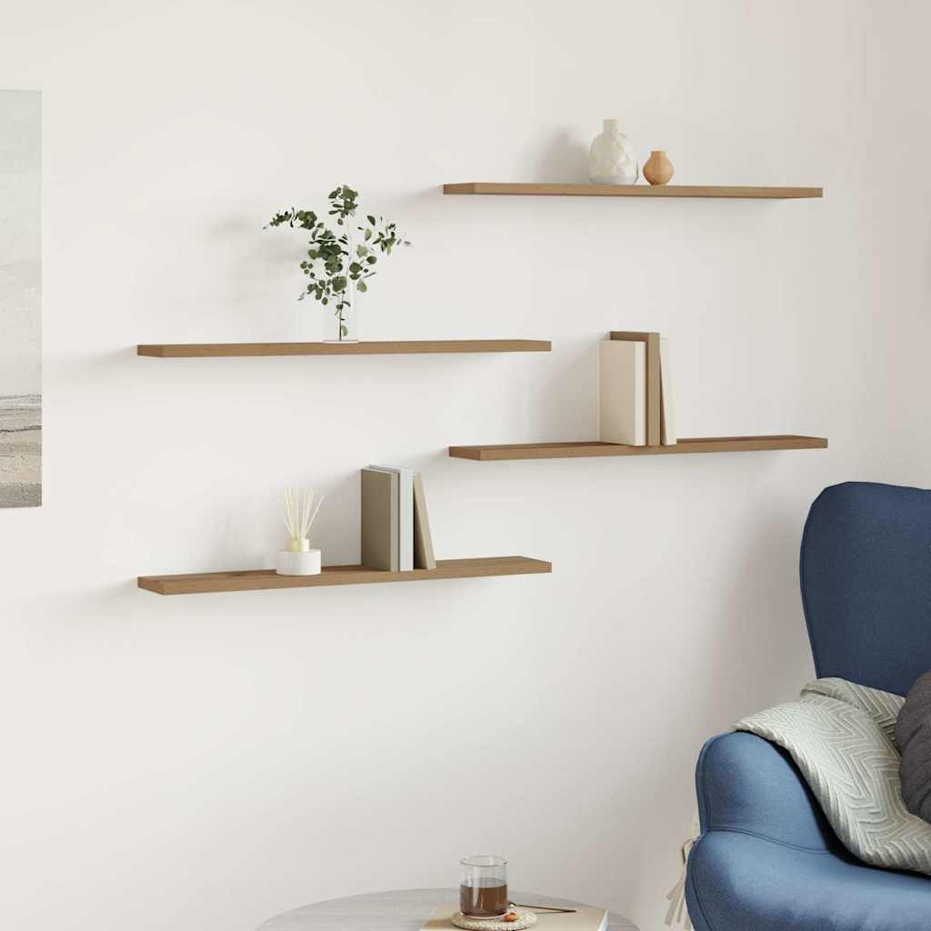 Wandschappen 4 st 60x10x1,5 cm bewerkt hout artisanaal eiken is nu te koop bij PeponiXL, paradijselijk wonen!