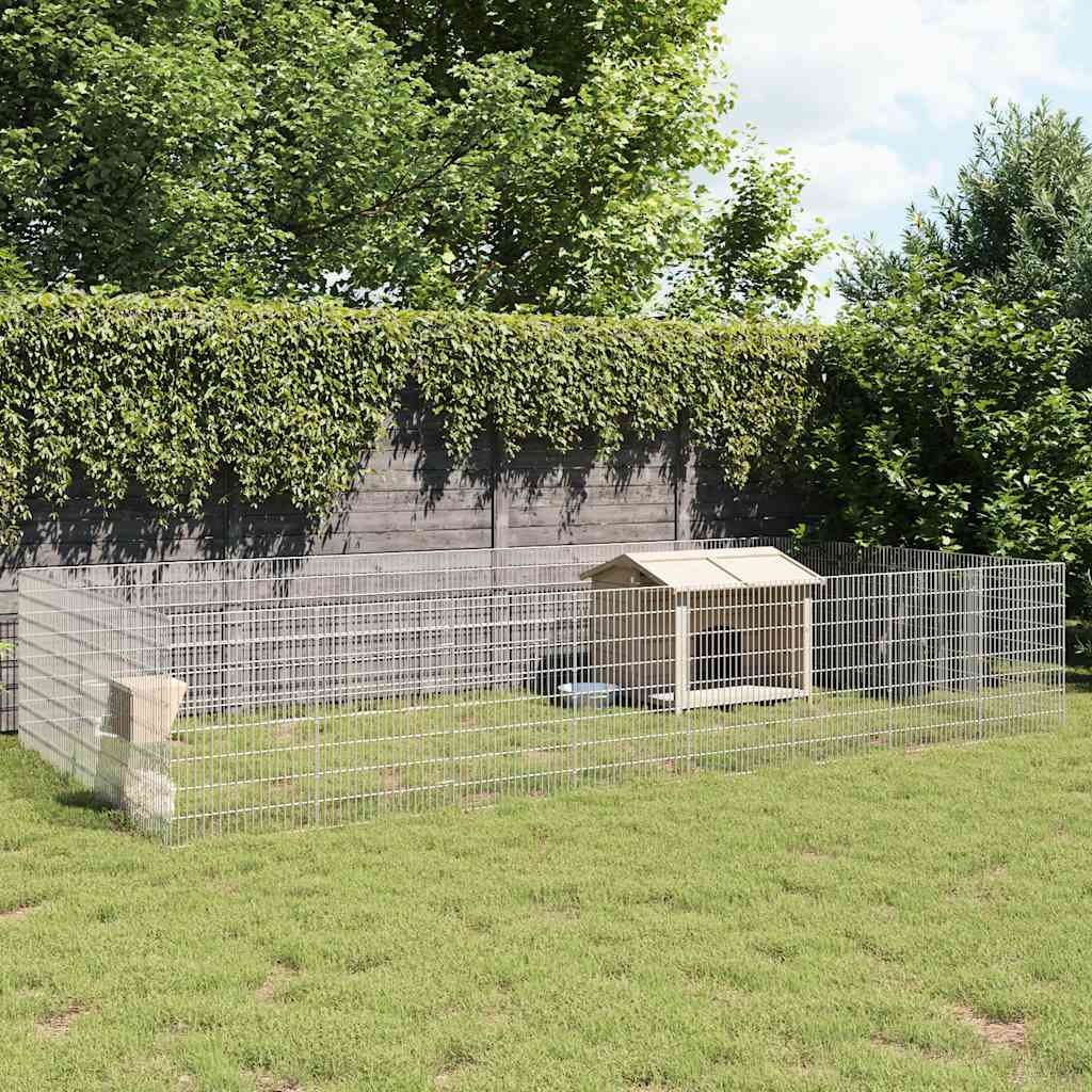 Dierenverblijf 24 panelen 54x80 cm gegalvaniseerd ijzer is nu te koop bij PeponiXL, paradijselijk wonen!