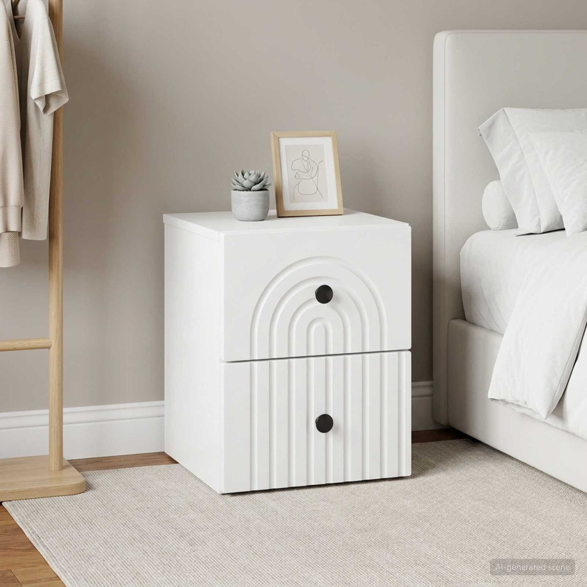 Wandbeugel Bedkast 2 pcs Wit 33 x 34,5 x 40 cm Bewerkt hout is nu te koop bij PeponiXL, paradijselijk wonen!