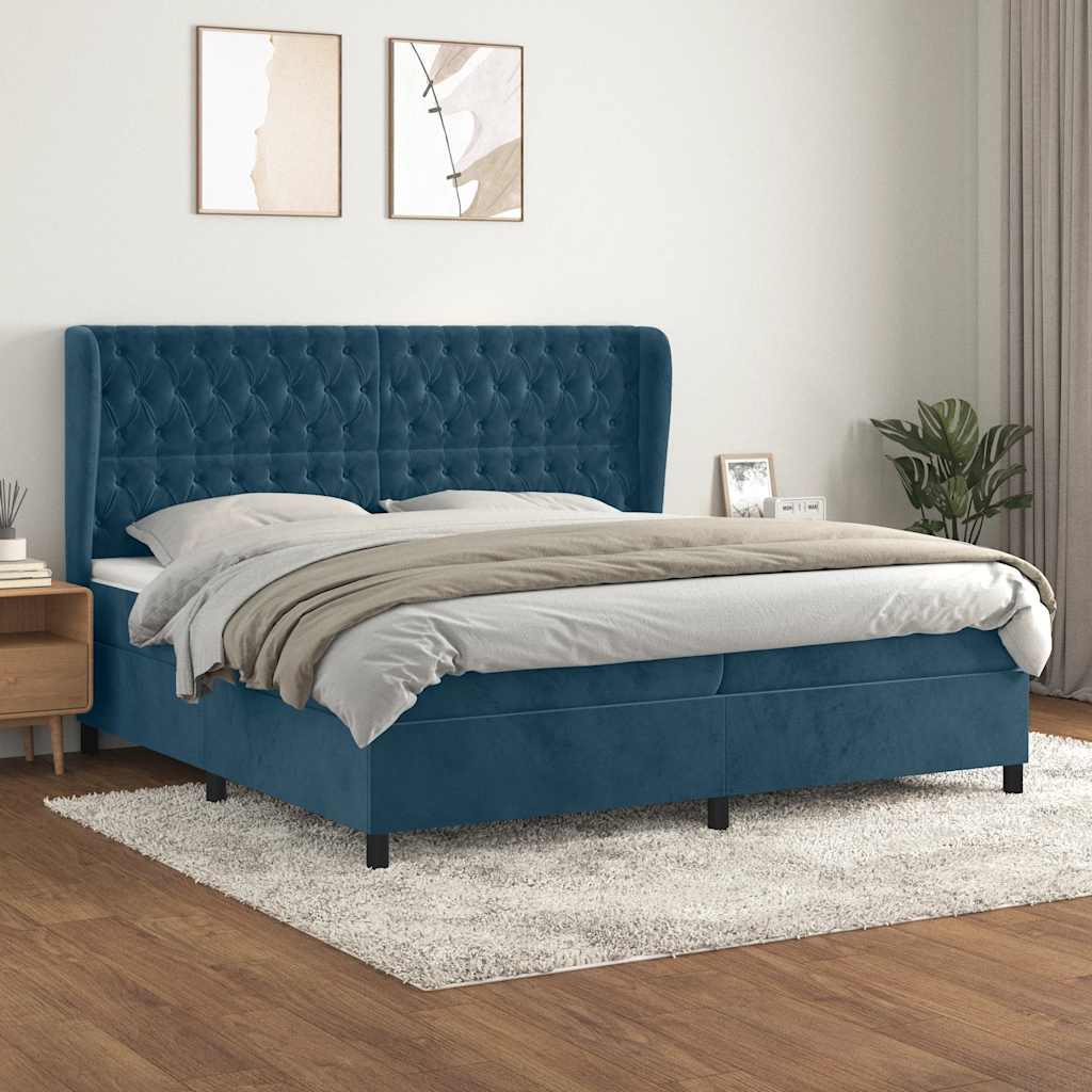 Boxspring met matras fluweel donkerblauw 200x200 cm is nu te koop bij PeponiXL, paradijselijk wonen!